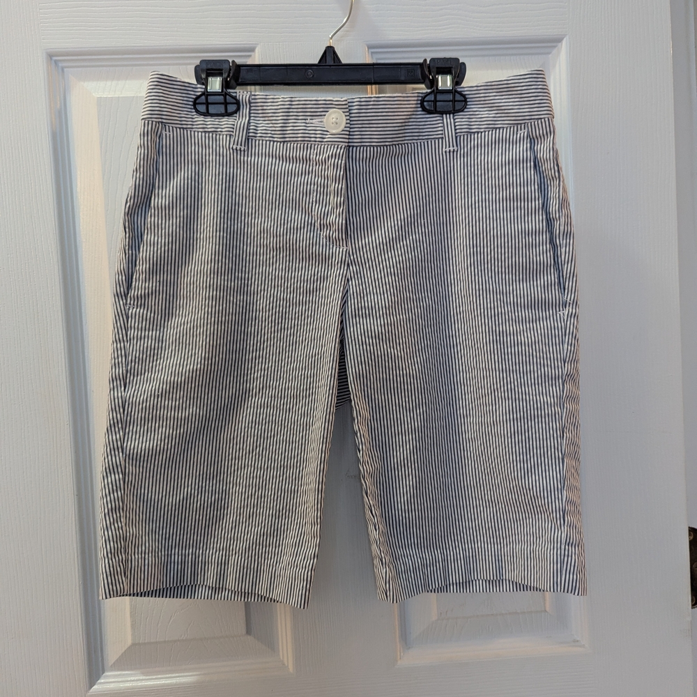 Ann Taylor Blue and White Bermuda Shorts Tailored Fit